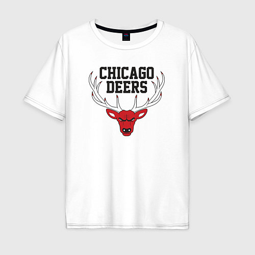 Мужская футболка оверсайз Chicago deers / Белый – фото 1