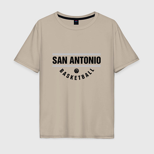 Мужская футболка оверсайз San Antonio Basketball / Миндальный – фото 1