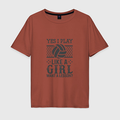 Мужская футболка оверсайз Play - Like A Girl / Кирпичный – фото 1
