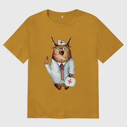 Футболка оверсайз мужская Врач сова, цвет: горчичный