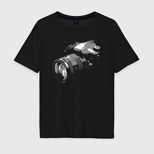 Мужская футболка оверсайз Фотокамера / Черный – фото 1