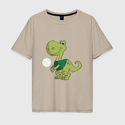 Мужская футболка оверсайз Volleyball Dinosaur