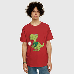 Футболка оверсайз мужская Volleyball Dinosaur, цвет: красный — фото 2
