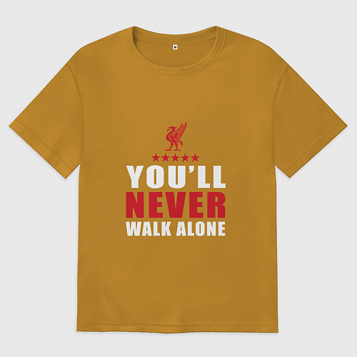 Мужская футболка оверсайз Никогда не будешь один / Горчичный – фото 1