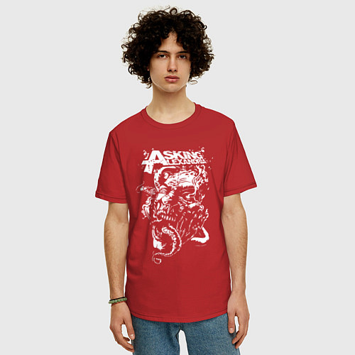 Мужская футболка оверсайз Asking alexandria metal / Красный – фото 3