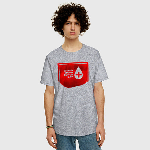 Мужская футболка оверсайз World blood / Меланж – фото 3