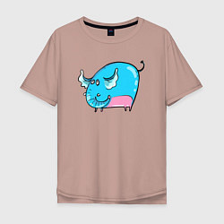 Футболка оверсайз мужская Большой голубой слон, цвет: пыльно-розовый