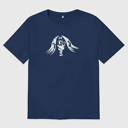 Футболка оверсайз мужская Девочка в Противогазе, цвет: тёмно-синий