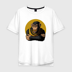 Мужская футболка оверсайз Обезьяна с золотой цепью