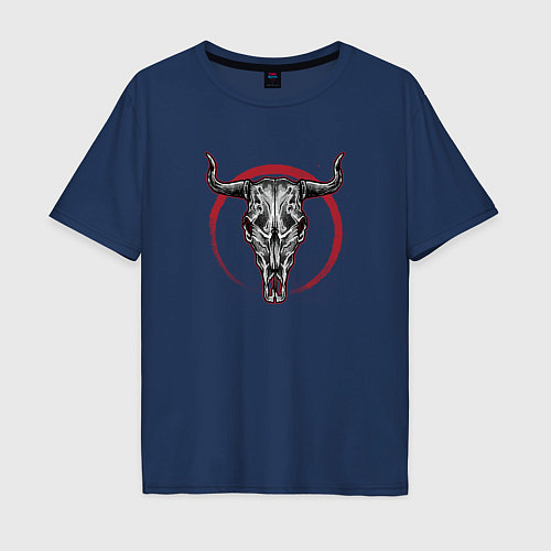 Мужская футболка оверсайз Череп буйвола / Тёмно-синий – фото 1
