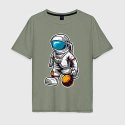 Мужская футболка оверсайз Космонавт играет планетой