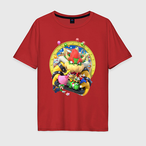 Мужская футболка оверсайз Mario Party Team of heroes / Красный – фото 1