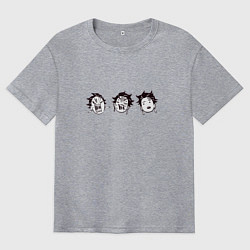 Мужская футболка оверсайз Клинок, рассекающий демонов Танджиро Эмодзи