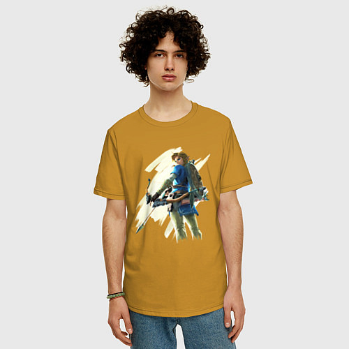 Мужская футболка оверсайз Link с луком / Горчичный – фото 3