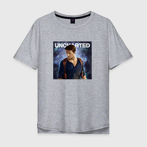 Мужская футболка оверсайз Uncharted Nathan Drake / Меланж – фото 1