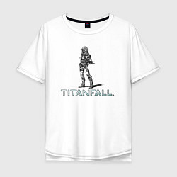 Футболка оверсайз мужская TITANFALL PENCIL ART титанфолл, цвет: белый