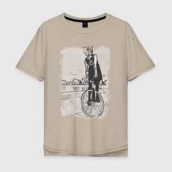 Мужская футболка оверсайз Cat bike punk
