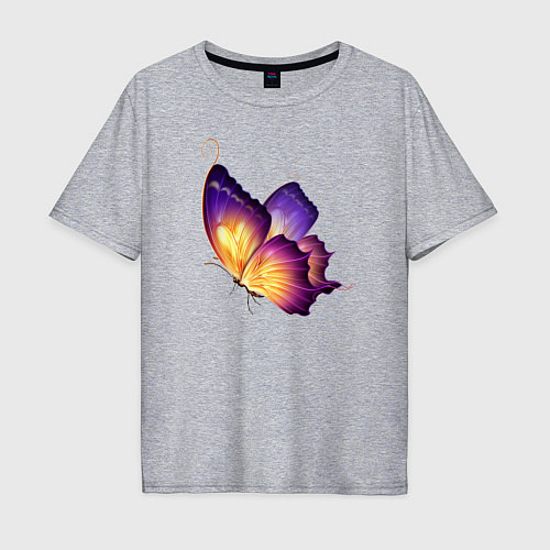 Мужская футболка оверсайз Красивая бабочка A very beautiful butterfly / Меланж – фото 1