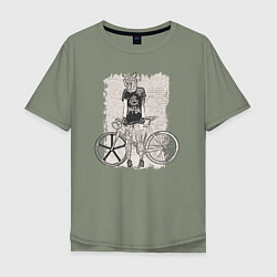 Мужская футболка оверсайз Bike punk кошечка