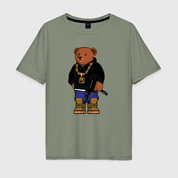 Мужская футболка оверсайз Gangsta bear Крутой мишка