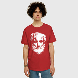 Футболка оверсайз мужская Аристотель портрет, цвет: красный — фото 2