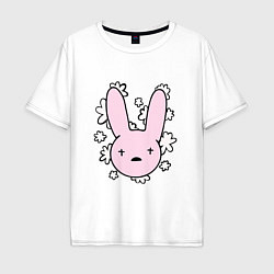 Футболка оверсайз мужская Bad Bunny Floral Bunny, цвет: белый