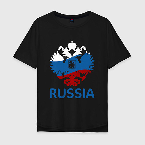 Мужская футболка оверсайз Russia / Черный – фото 1