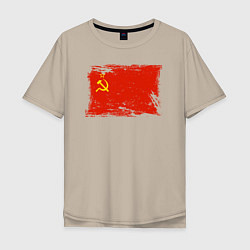 Мужская футболка оверсайз Рваный флаг СССР