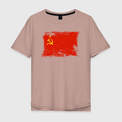 Мужская футболка оверсайз Рваный флаг СССР