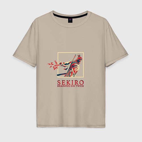 Мужская футболка оверсайз Sekiro Однорукий волк / Миндальный – фото 1