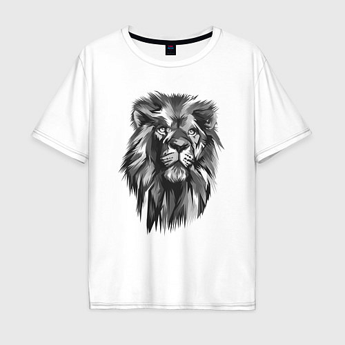 Мужская футболка оверсайз Черно-белая голова льва / Белый – фото 1