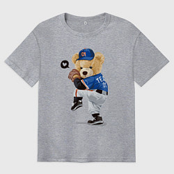 Футболка оверсайз мужская МИШКА БЕЙСБОЛИСТ, цвет: меланж