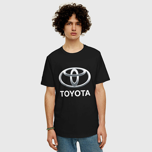 Мужская футболка оверсайз TOYOTA 3D Logo / Черный – фото 3