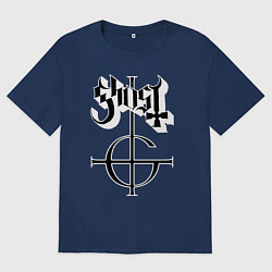 Футболка оверсайз мужская Ghost logo, цвет: тёмно-синий