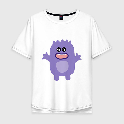Мужская футболка оверсайз Purple monster / Белый – фото 1