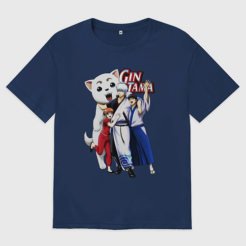 Мужская футболка оверсайз Gin Tama Sadaharu / Тёмно-синий – фото 1