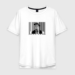 Мужская футболка оверсайз Покупатель за штрих-кодом в клетке