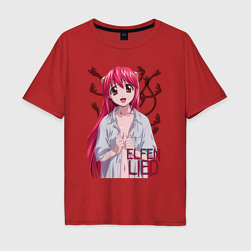 Мужская футболка оверсайз Elfen lied Lucy / Красный – фото 1