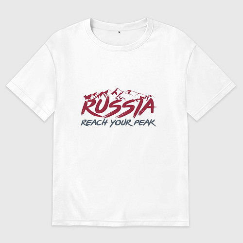 Мужская футболка оверсайз Россия - Будь на вершине / Белый – фото 1