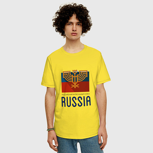 Мужская футболка оверсайз Russia - Союз / Желтый – фото 3