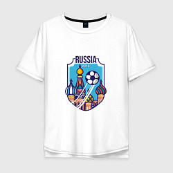 Футболка оверсайз мужская Russia 2018, цвет: белый
