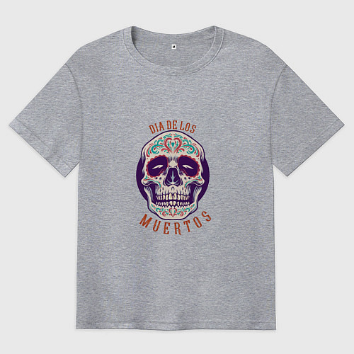 Мужская футболка оверсайз De Los Muertos / Меланж – фото 1