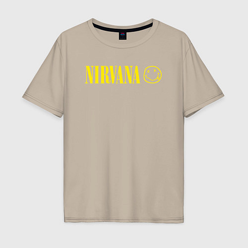 Мужская футболка оверсайз Nirvana logo / Миндальный – фото 1