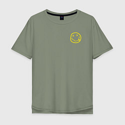 Мужская футболка оверсайз Nirvana Жёлтый смайл