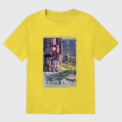 Мужская футболка оверсайз Южная Корея Сеул Пусан / Желтый – фото 1