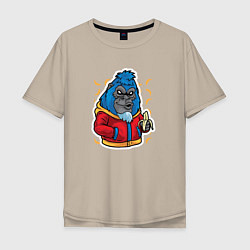Мужская футболка оверсайз Синяя горилла с бананами APE