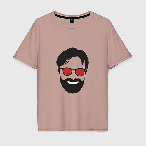 Мужская футболка оверсайз Клопп в очках / Пыльно-розовый – фото 1