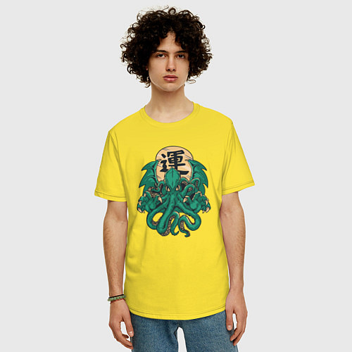 Мужская футболка оверсайз Монстр Ктулху Cthulhu Monster / Желтый – фото 3
