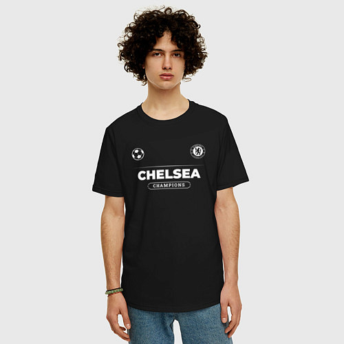 Мужская футболка оверсайз Chelsea Форма Чемпионов / Черный – фото 3