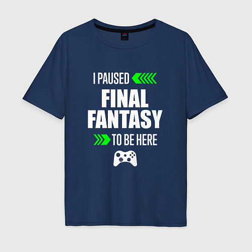 Мужская футболка оверсайз Final Fantasy I Paused / Тёмно-синий – фото 1
